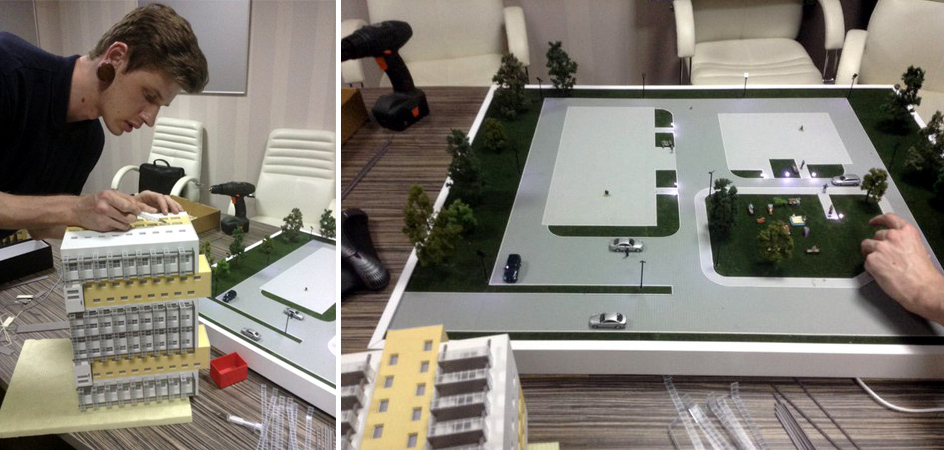 Mockup of a residential complex